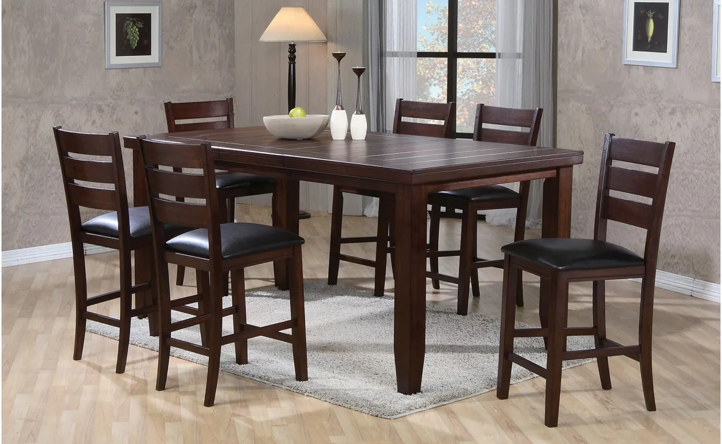 Bardstown 7-pc. Counter-Height Dining Set in Oak / Espresso by Crown Mark