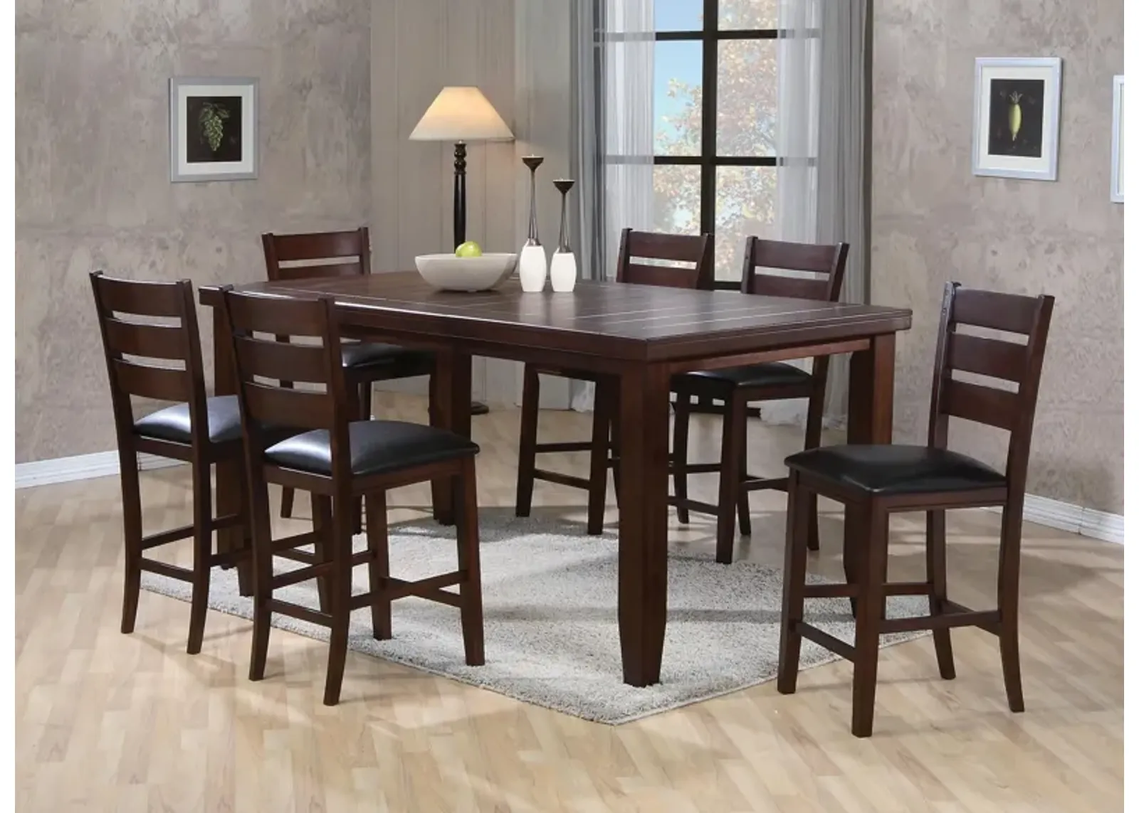 Bardstown 7-pc. Counter-Height Dining Set in Oak / Espresso by Crown Mark