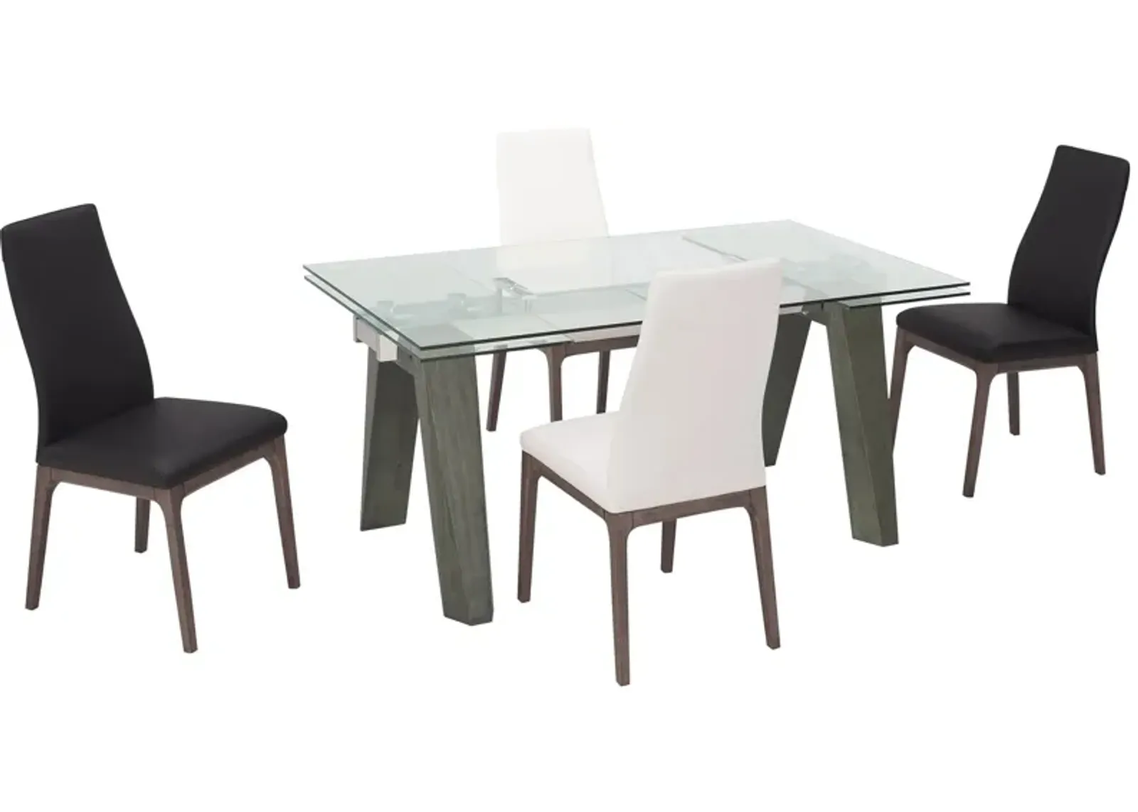 Sombra 5-pc. Dining Set (2 Black/2 White Chairs) in Gray/White/Black by Chintaly Imports