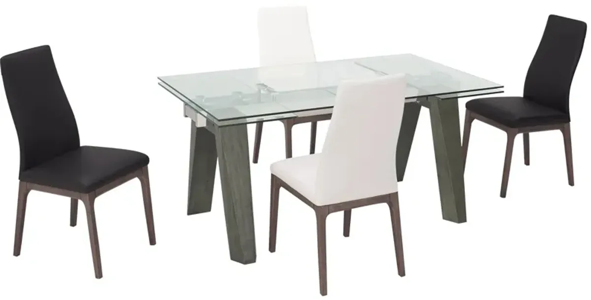 Sombra 5-pc. Dining Set (2 Black/2 White Chairs) in Gray/White/Black by Chintaly Imports