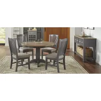Port Townsend 5-pc. Round Upholstered Dining Set in Gull Gray-Seaside Pine by A-America
