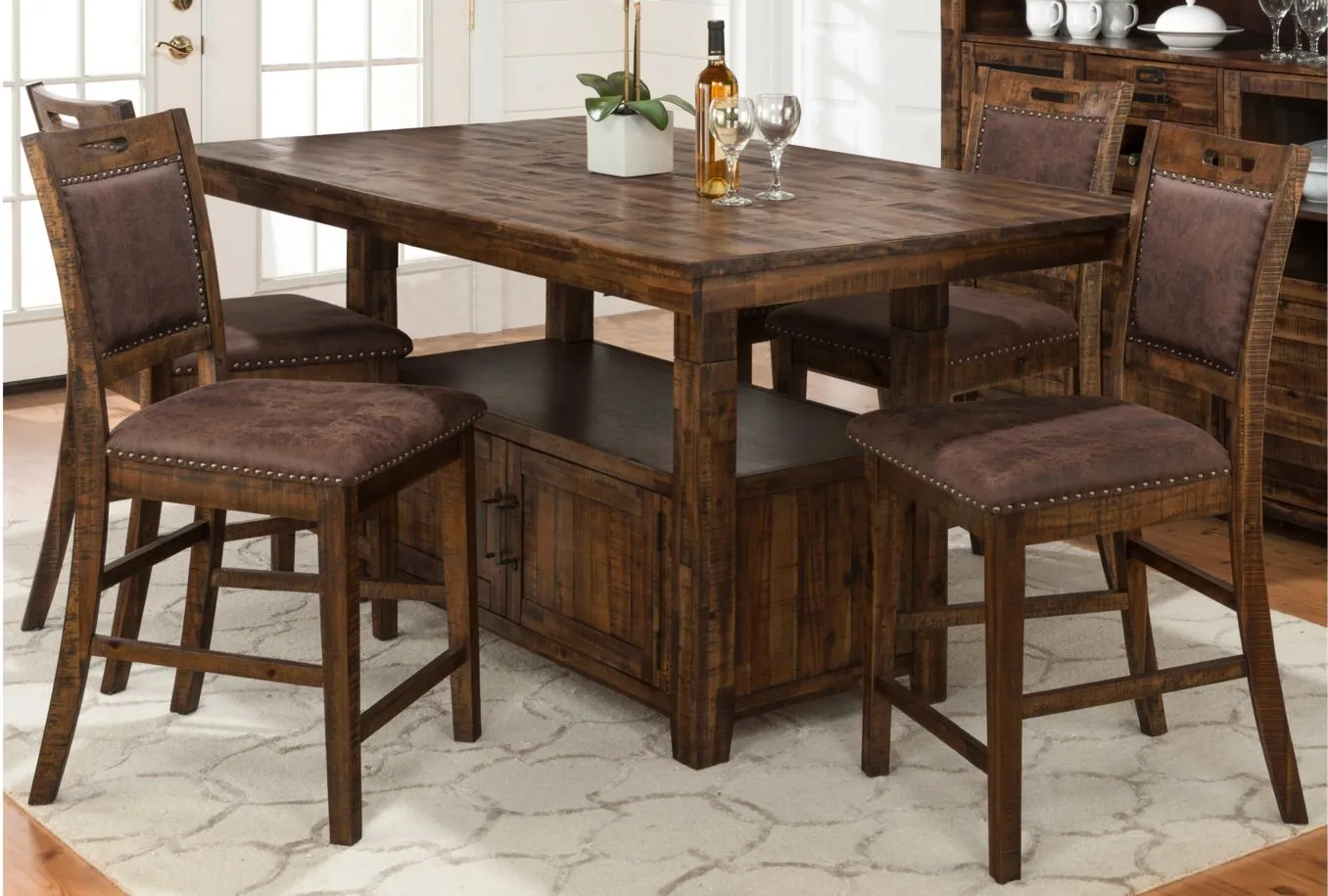 Cannon Valley 5-pc. Counter-Height Dining Set in Brown / Distressed Medium Brown by Jofran