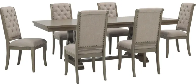 Lorient 7-pc Dining Set in Gray Cashmere by Homelegance