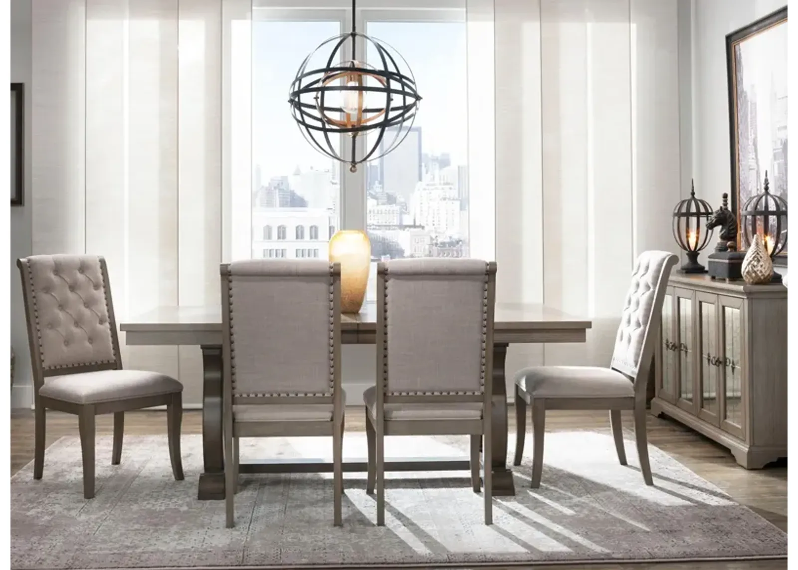 Lorient 7-pc. Dining Set in Gray Cashmere by Homelegance