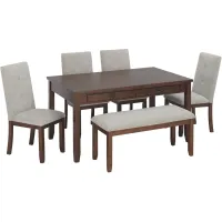 Saunders 6-pc.Dining Set with Bench in Cherry by Bellanest