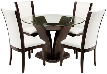 Venice 5-pc 48" Glass Dining Set in Coconut by Homelegance