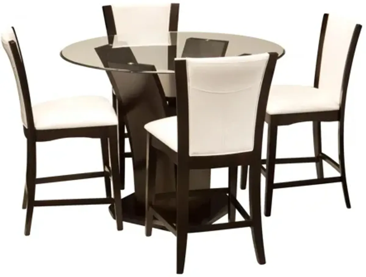 Venice 5-pc 48" Glass Counter-Height Dining Set