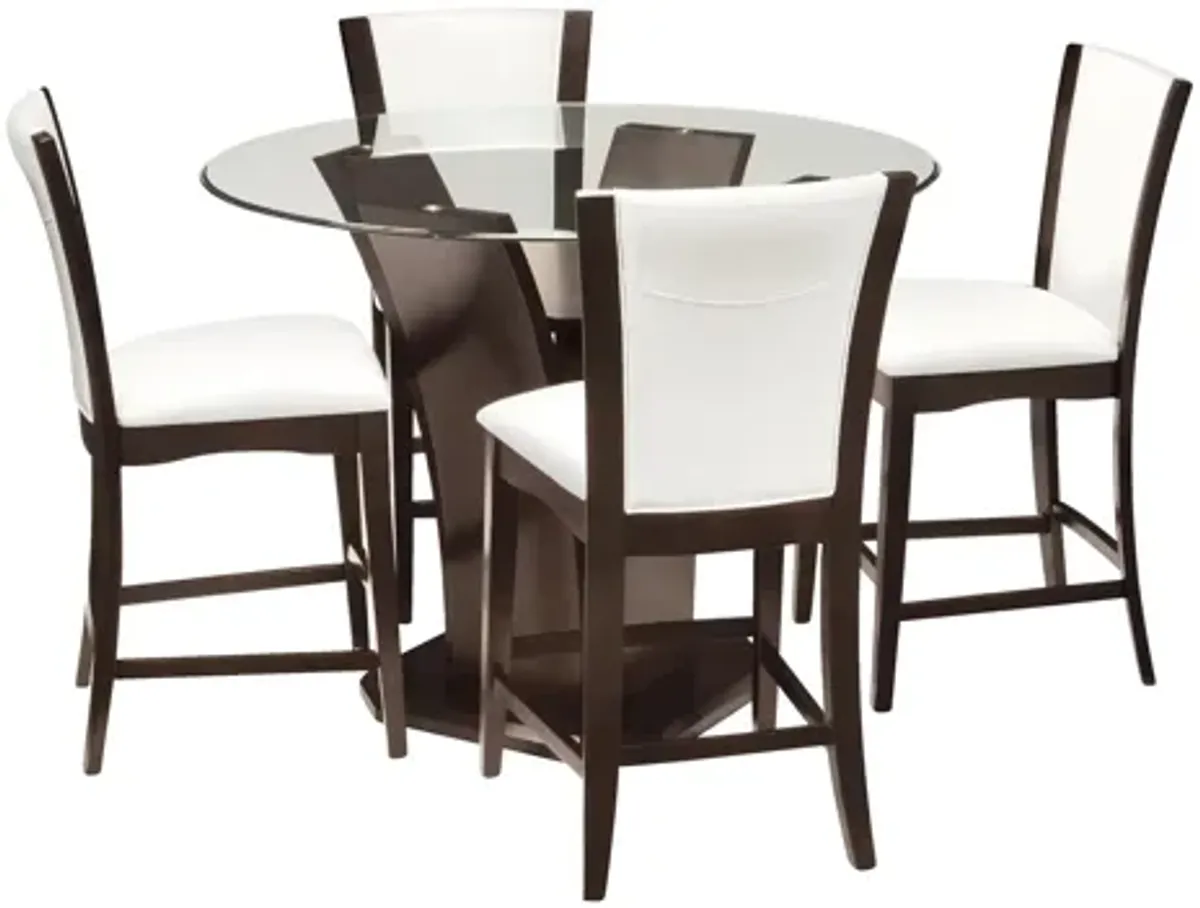 Venice 5-pc 48" Glass Counter-Height Dining Set