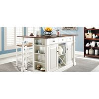Pemberton 3-pc. Counter-Height Kitchen Set in Antique White / Brown by Bellanest