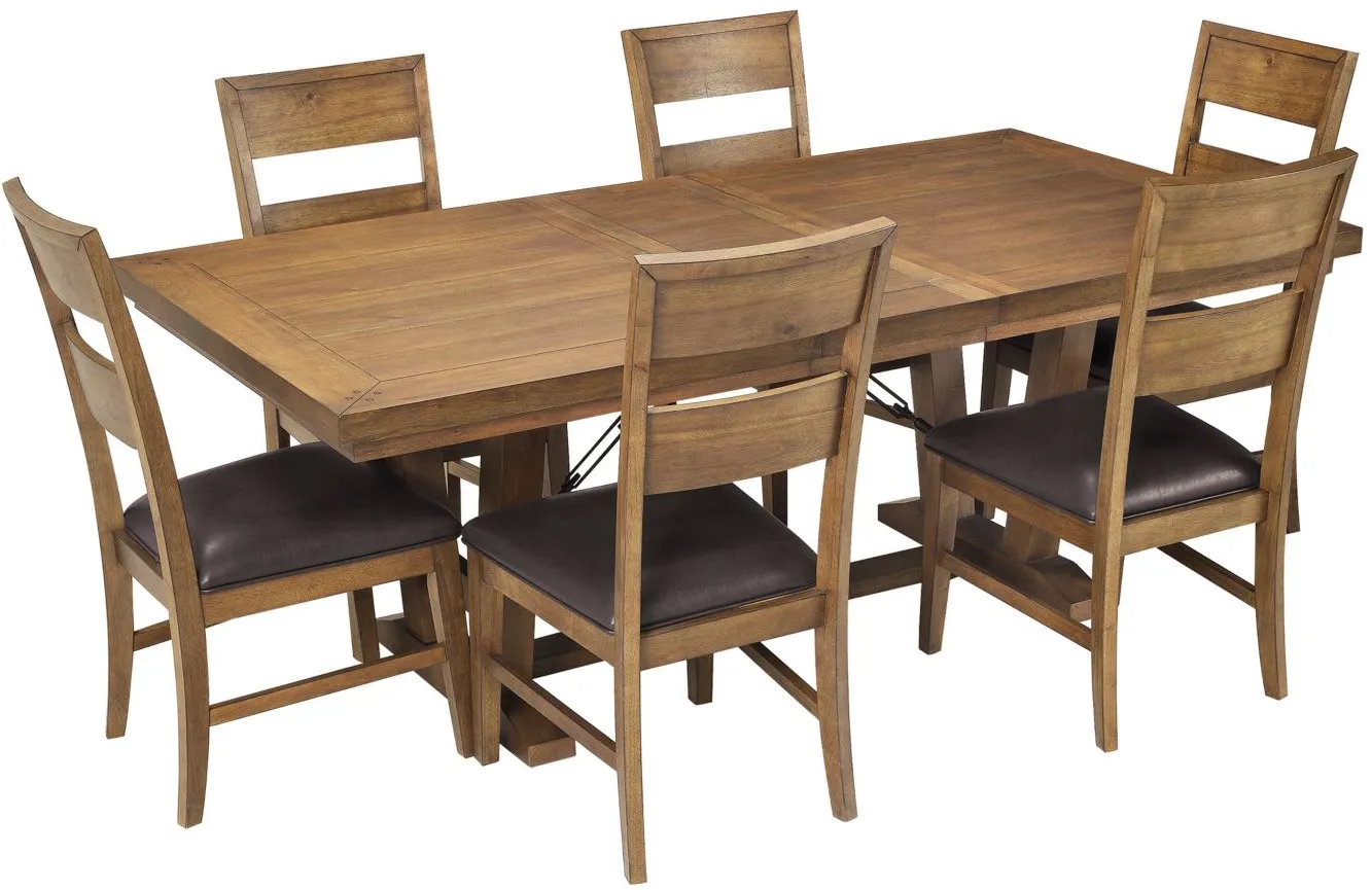 Fenwick 7-pc. Dining Set in Medium Brown / Dark Brown by Bellanest