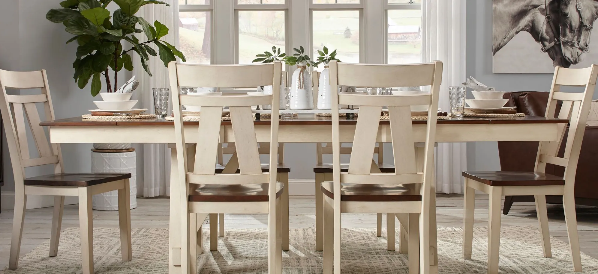 Vista Bay 7pc. Dining Set in WHITE/CHERRY by Davis Intl. by Raymour & Flanigan