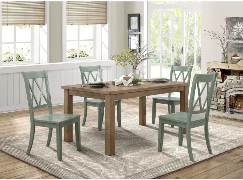 Salena 5-pc Dining Set in Natural & Teal by Homelegance