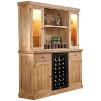 Logans Edge Back Bar with Hutch in Natural Wood by ECI
