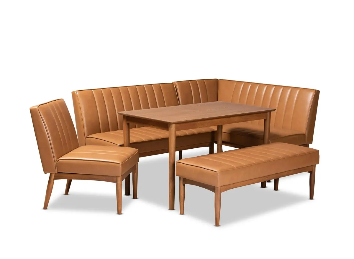 Daymond 5-pc. Nook Dining Set in Tan/Walnut Brown by Wholesale Interiors