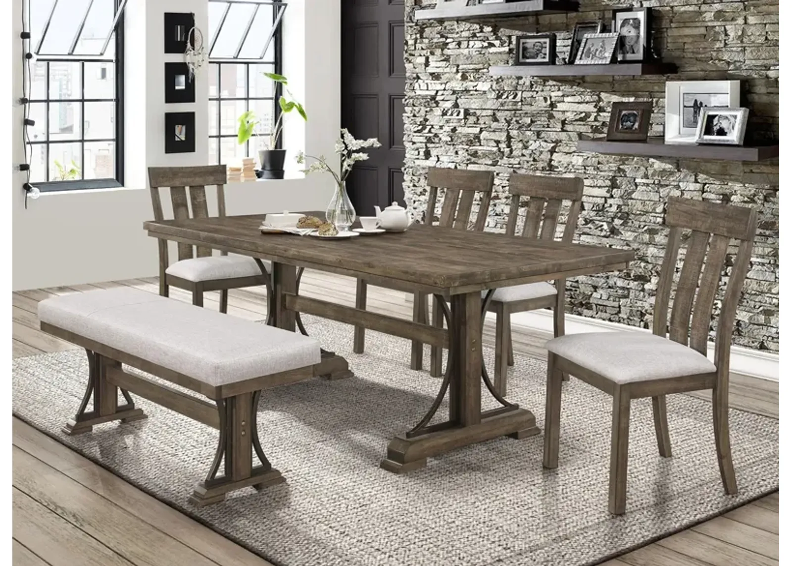 Carlson 6-pc. Dining Set in Brownish Khaki by Crown Mark