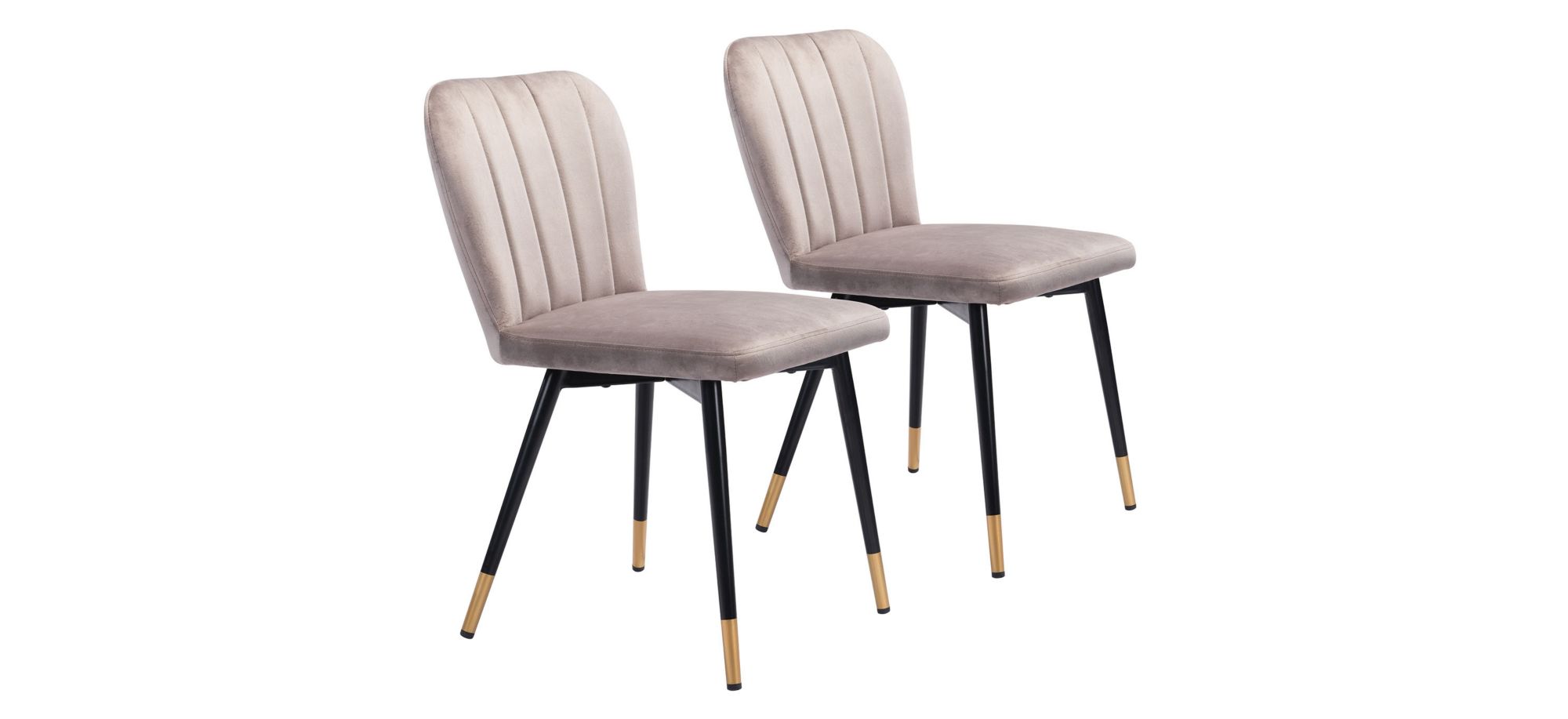 Manchester Dining Chair: Set of 2 in Gray, Black & Gold by Zuo Modern