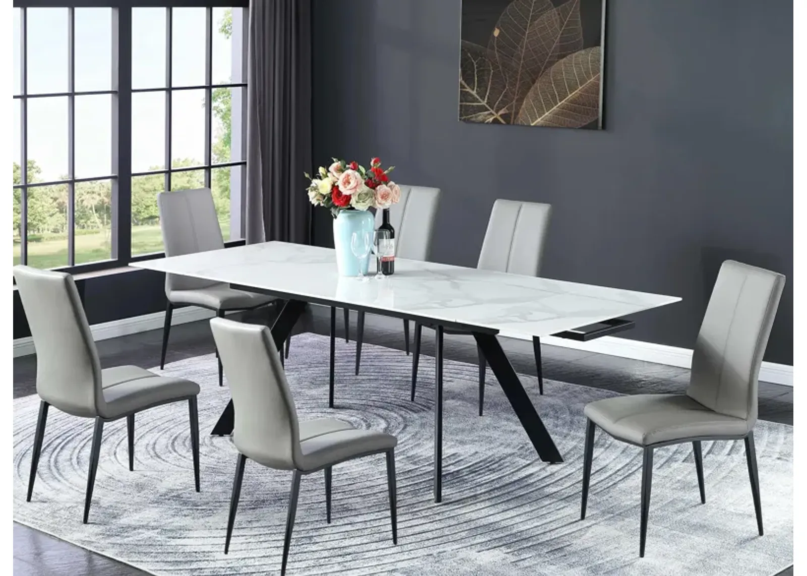 Alexis 7-pc. Dining Set in Gray by Chintaly Imports