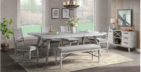 Modern Rustic Trestle Table in Weathered White by Intercon