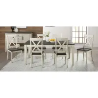 Huron 7-pc. Rectangular X-Back Dining Set in Chalk-Cocoa Bean by A-America