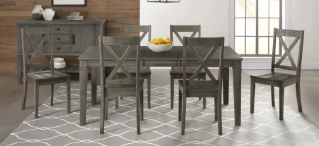 Huron 7-pc. Rectangular X-Back Dining Set in Distressed Gray by A-America
