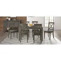 Huron 7-pc. Rectangular X-Back Dining Set in Distressed Gray by A-America