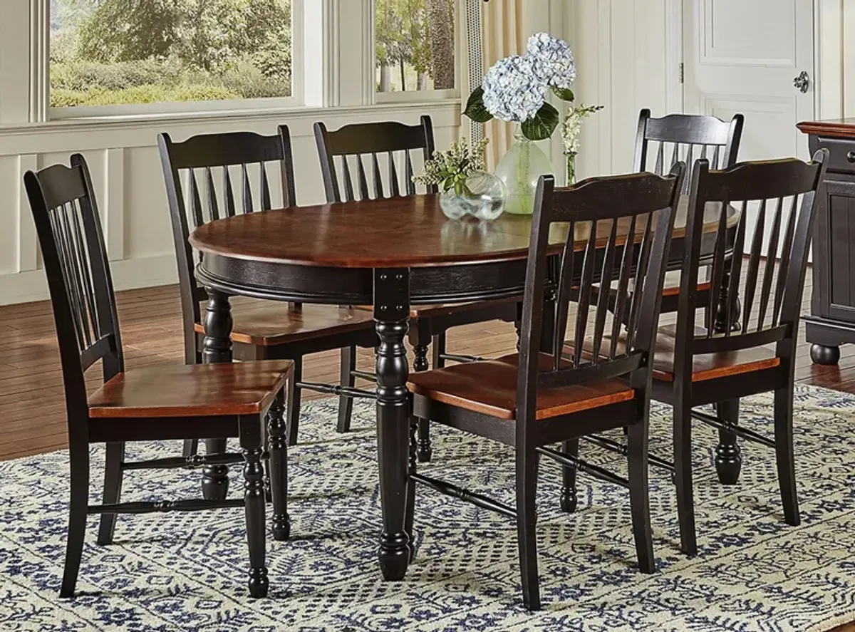 British Isles 7-pc. Oval Slatback Dining Set with Leaves