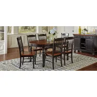 British Isles 7-pc. Oval Slatback Dining Set with Leaves in Oak-Black by A-America