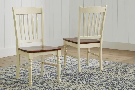 British Isles 5-pc. Oval Slatback Dining Set with Leaves in Merlot-Buttermilk by A-America