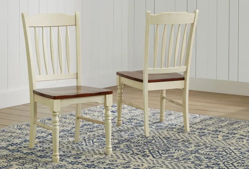 British Isles 5-pc. Oval Slatback Dining Set with Leaves in Merlot-Buttermilk by A-America