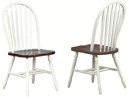 Fenway 7-pc. Dining Set w/ Arrowback Chairs in Antique White/Chestnut by Sunset Trading