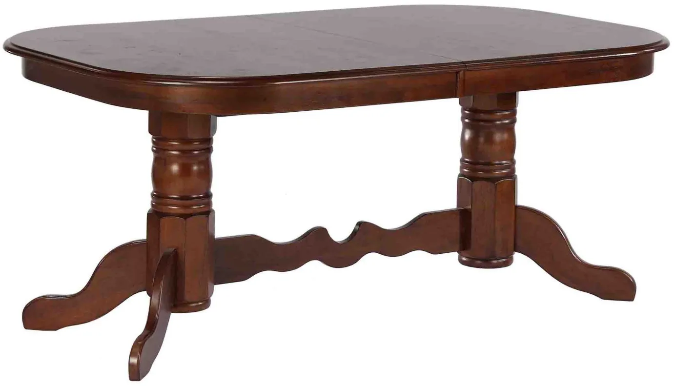 Fenway Double Pedestal Dining Table w/ Leaves in Chestnut by Sunset Trading