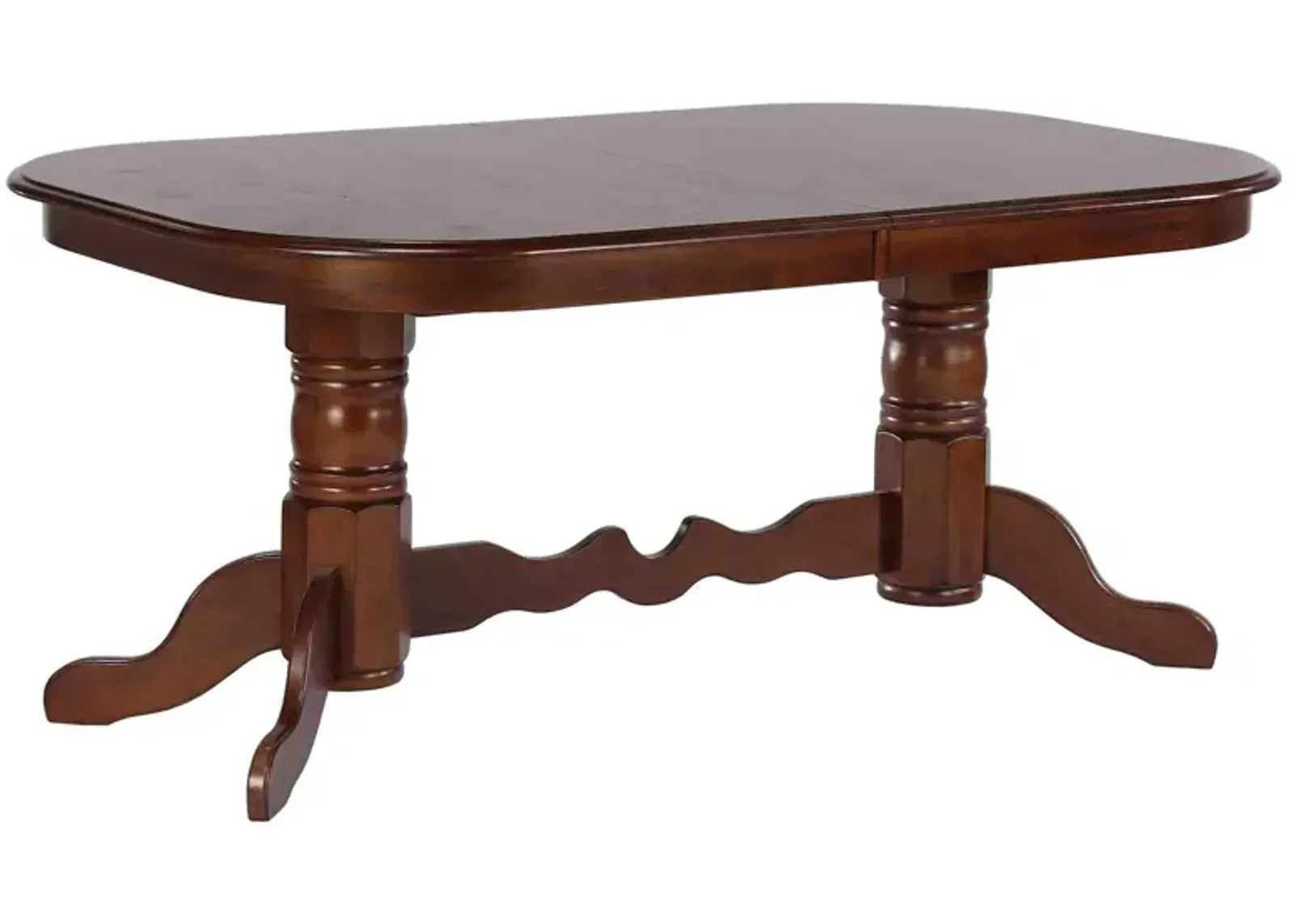 Fenway Double Pedestal Dining Table w/ Leaves in Chestnut by Sunset Trading