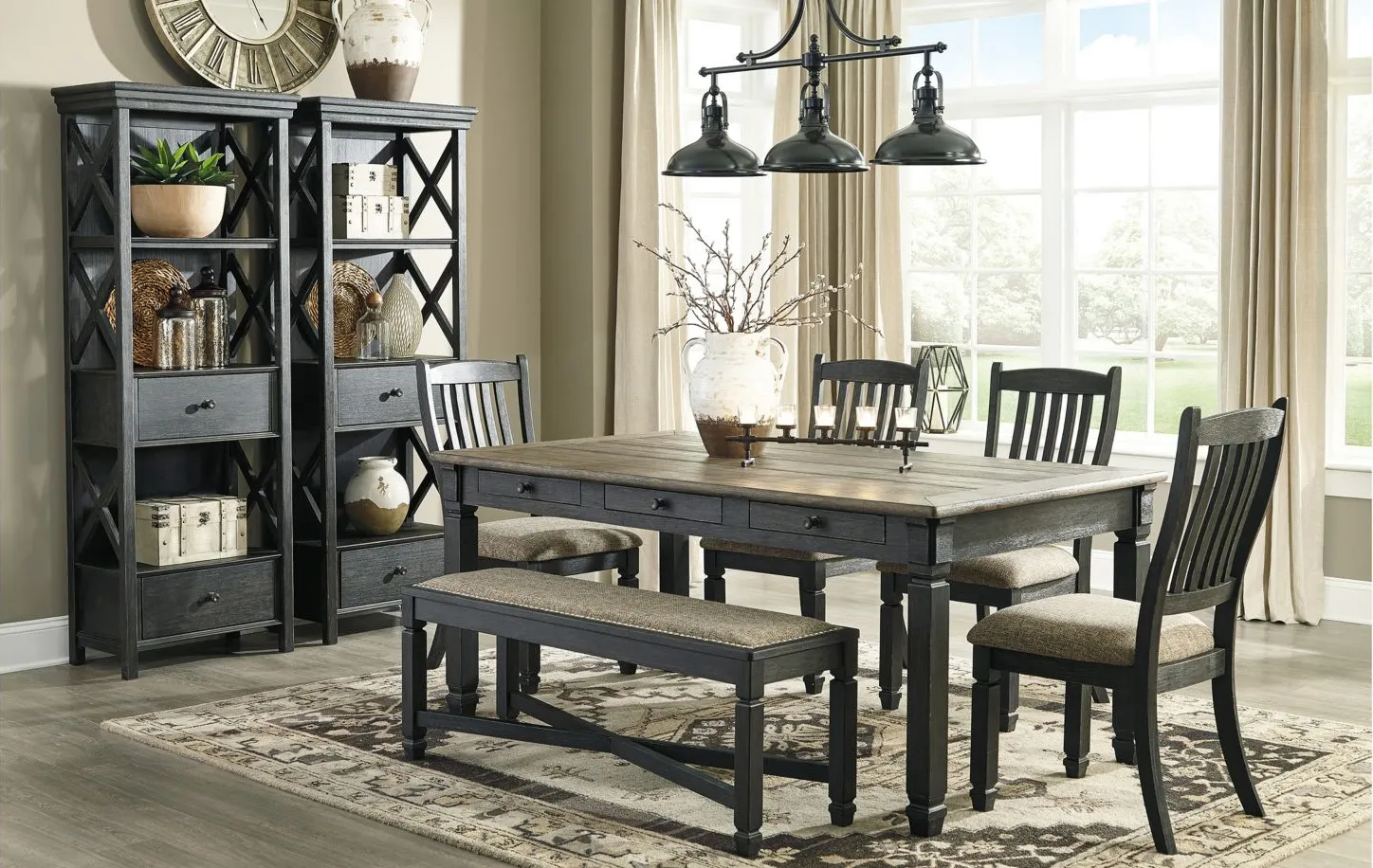 Vail 6-pc. Dining Set w/ Bench in Gray / Black by Ashley Furniture