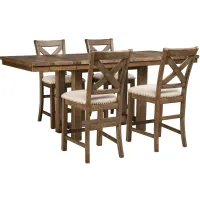 Montana 5-pc. Counter-Height Dining Set w/ Leaves in Beige / Grayish Brown by Ashley Furniture