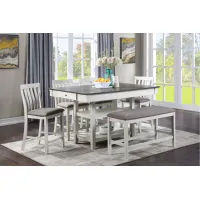 Nina 6 pc. Counter-Height Dining Set with Bench in Gray by Crown Mark