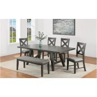 Rufus Dining Set -6pc. in Chalk Gray by Crown Mark