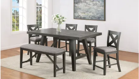 Rufus 6-PC. Dining Set in Chalk Grey by Crown Mark