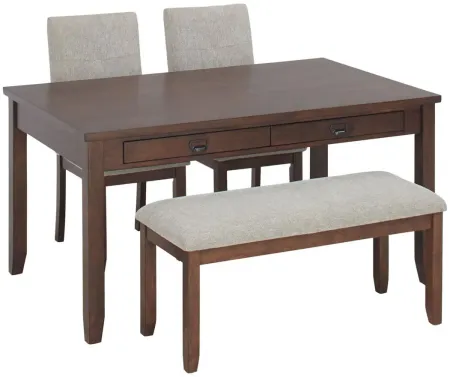Saunders 4-pc. Dining Set with Bench in Cherry by Bellanest