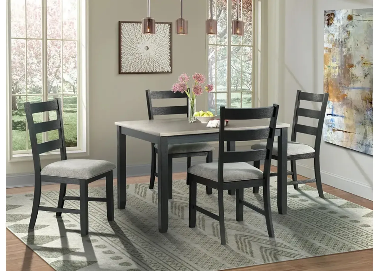 Glenwood 5-pc. Dining Set in Gray/Black by Elements International Group