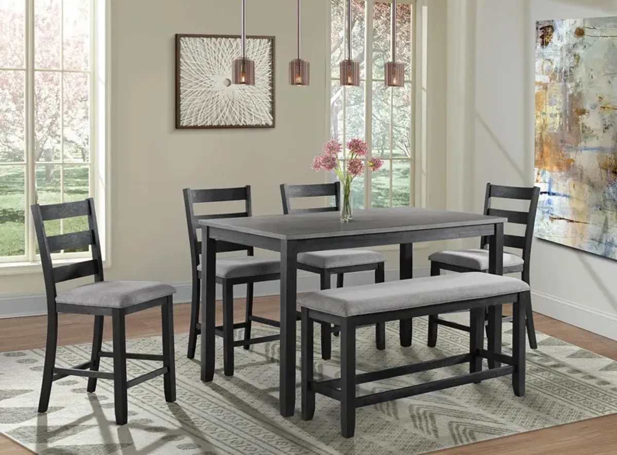 Glenwood 6-pc. Counter- Height Dining Set w/ Bench in Gray/Black by Elements International Group