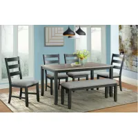 Glenwood 6-pc. Dining Set w/ Bench in Gray/Black by Elements International Group