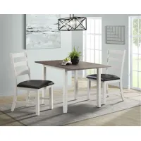 Tuttle 3-pc. Drop Leaf Dining Set in Dark Brown/White by Elements International Group