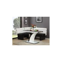 Natasha 3-pc. Breakfast Nook Dining Set in White / Black by Chintaly Imports
