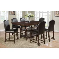 Langley 7-pc. Counter-Height Dining Set in Black/Dark Espresso by Crown Mark
