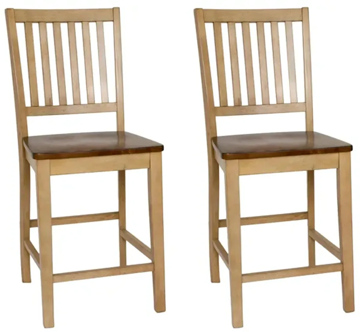 Brook Slat Back Barstool: Set of 2 in Wheat and Pecan by Sunset Trading