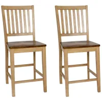 Brook Slat Back Barstool: Set of 2 in Wheat and Pecan by Sunset Trading