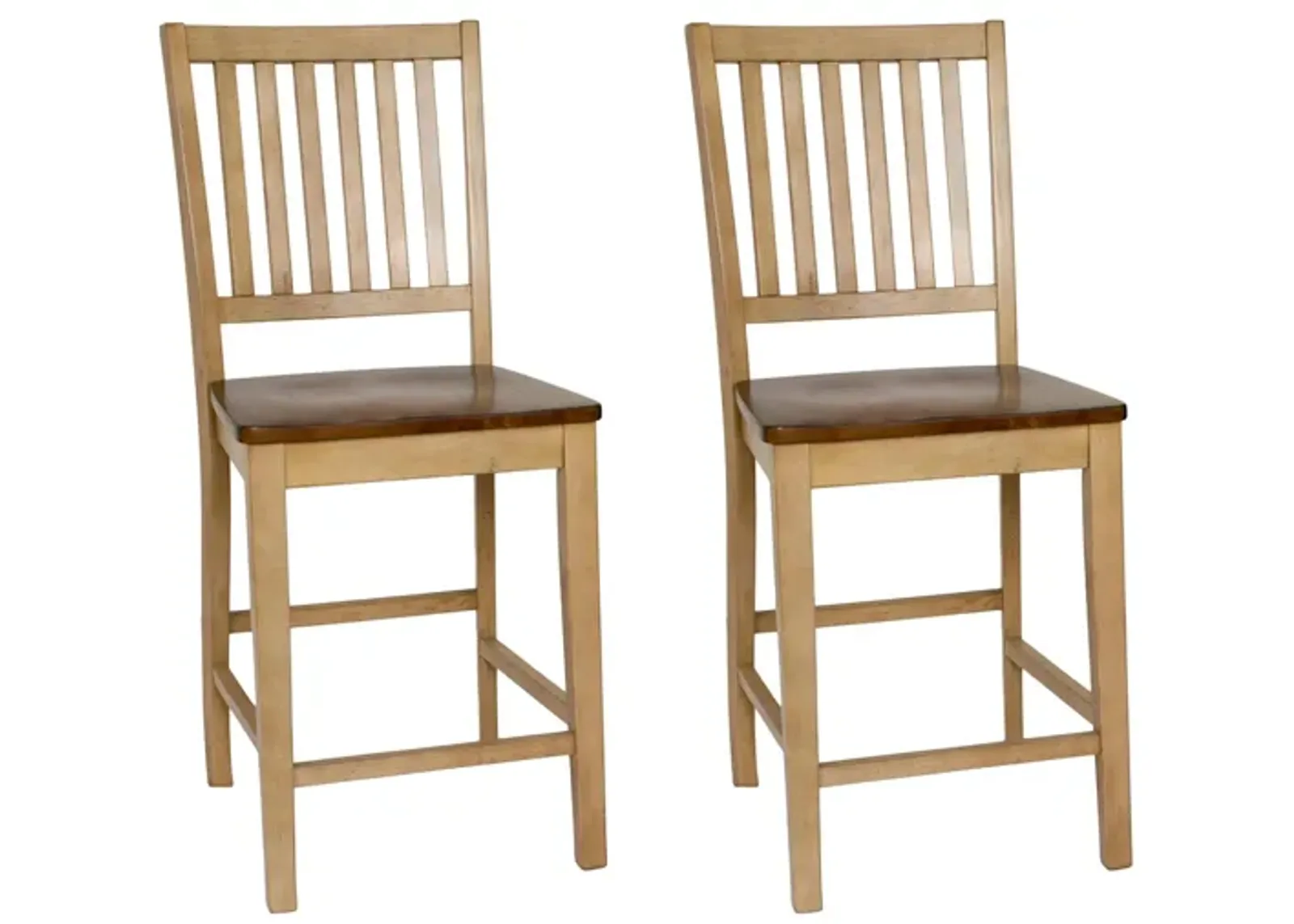 Brook Slat Back Barstool: Set of 2 in Wheat and Pecan by Sunset Trading