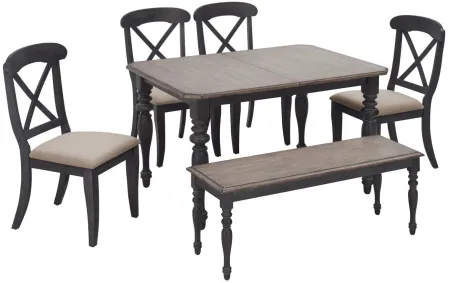 Charleston 6-pc. Dining Set in Slate w/ Weathered Pine Finish by Liberty Furniture