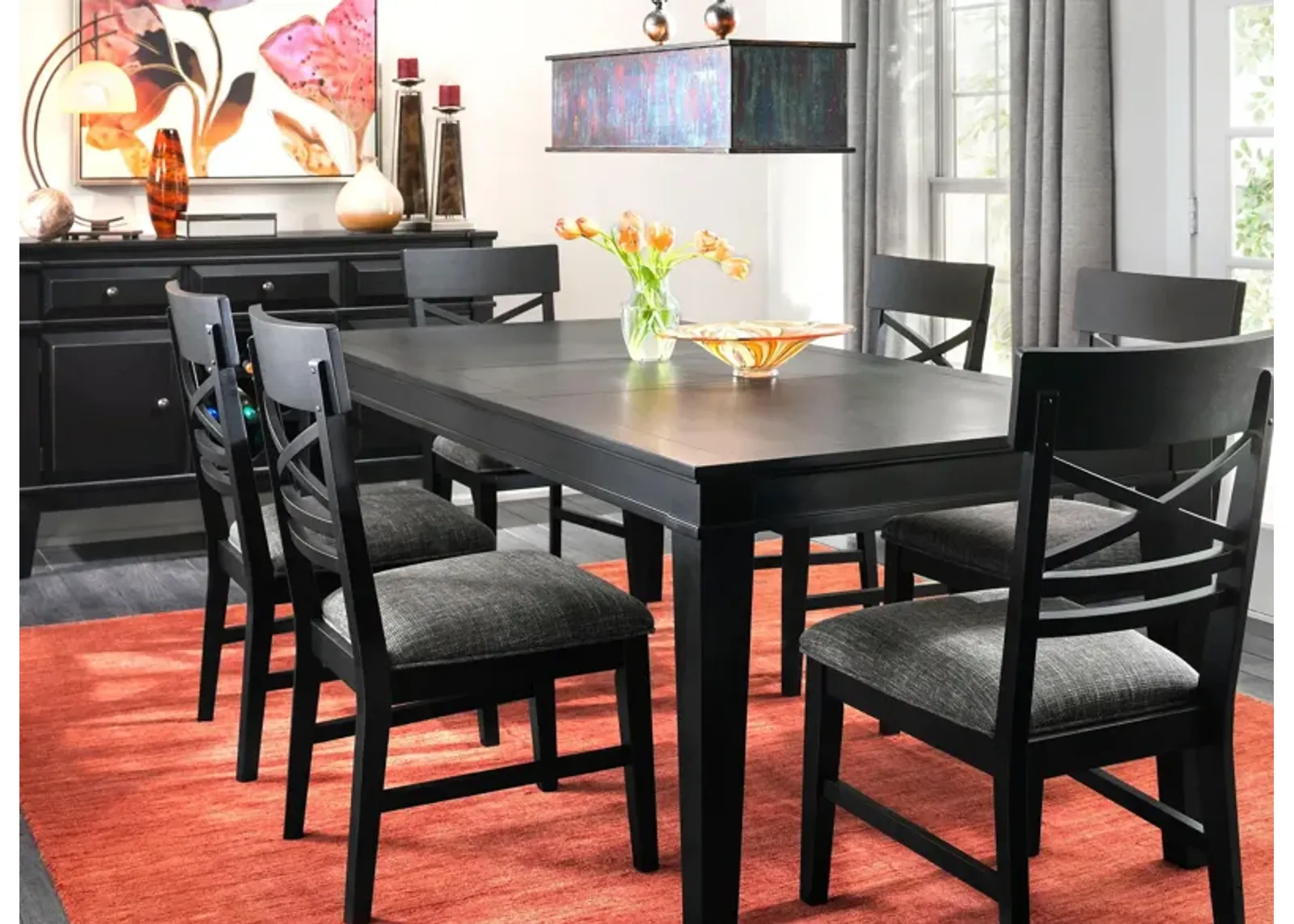 Halden 7-pc. Dining Set in Gray / Black by Bellanest