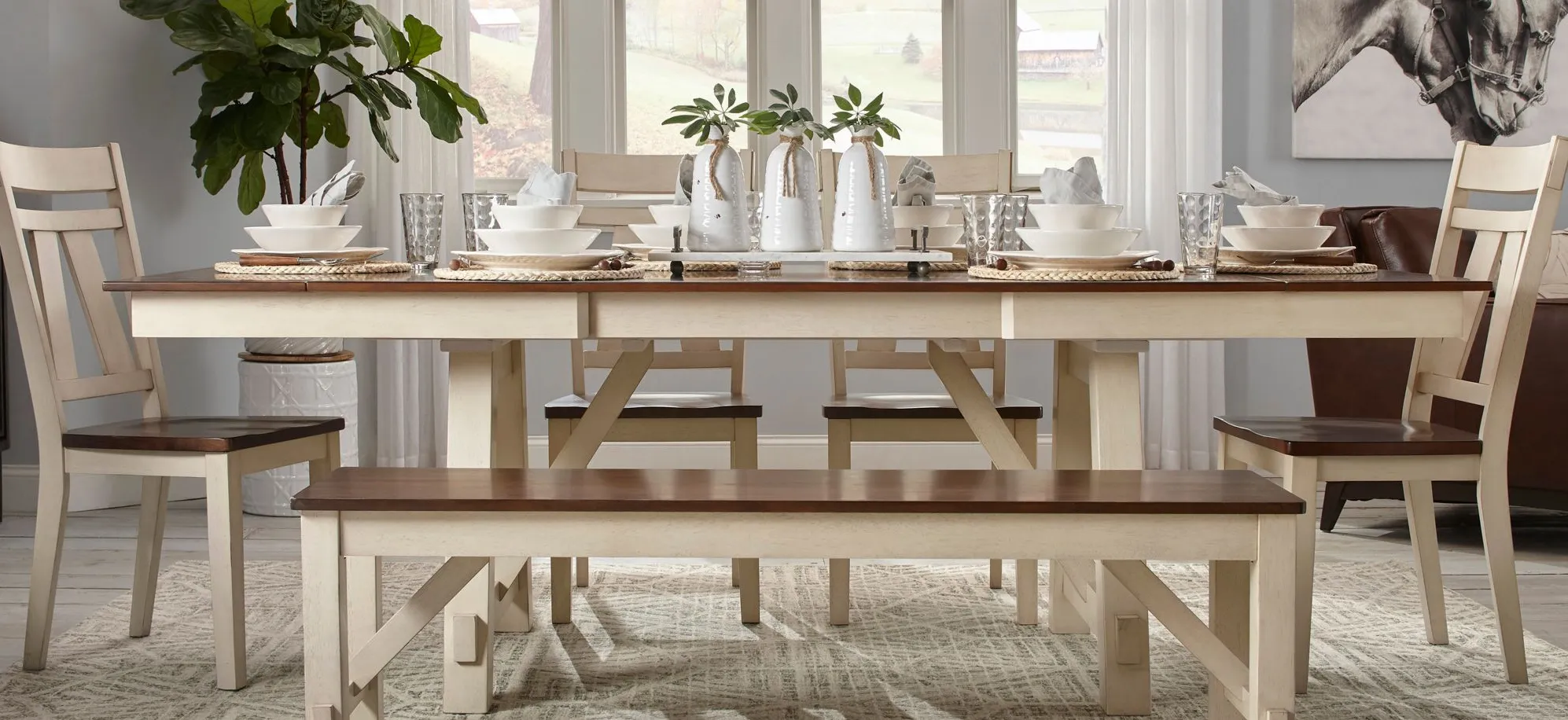 Vista Bay 6pc. Dining Set in WHITE/CHERRY by Davis Intl. by Raymour & Flanigan